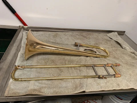 A Bach Mt. Vernon trombone being refurbished