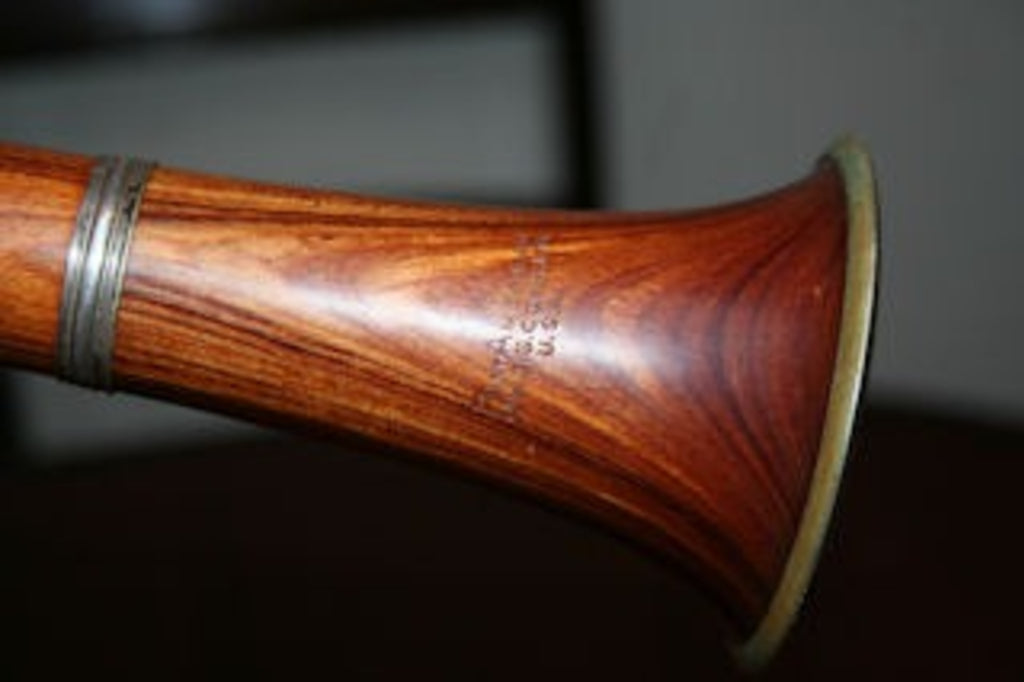 Close up of a bell of a Propeller Wood Clarinet