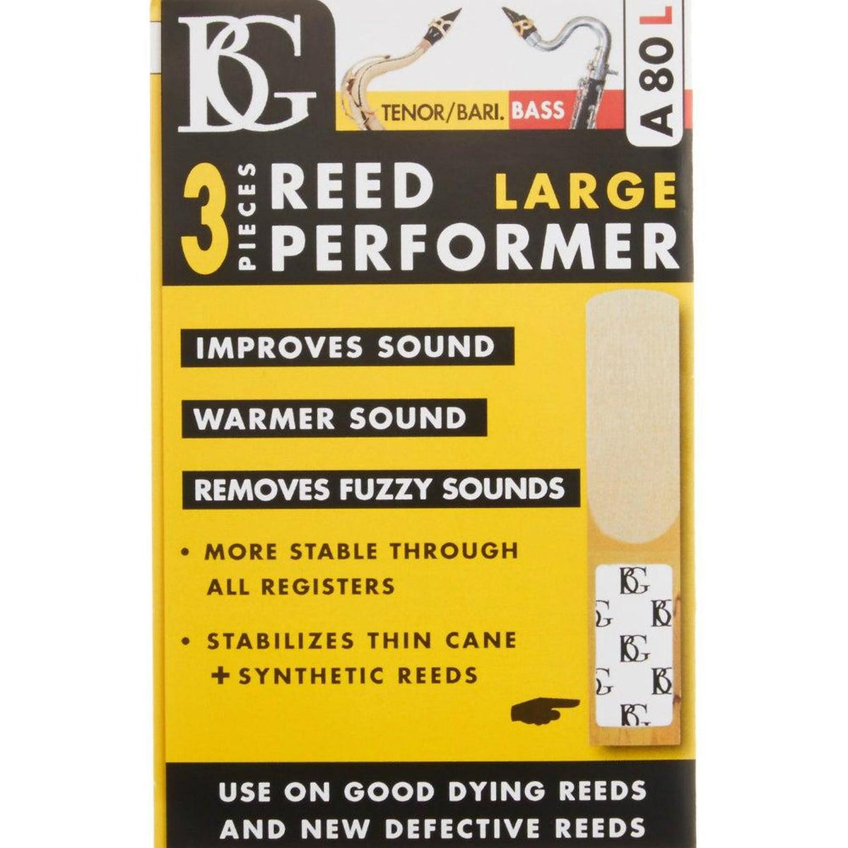 BG A80L Large Reed Saver (3 Pack) for Tenor/ Baritone Saxophone or Bass Clarinet