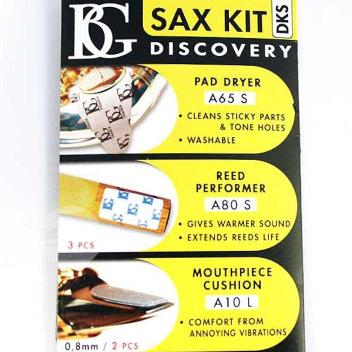BG DKS Alto/Soprano Saxophone Discovery Kit (Pad Dryer/Reed Savers/Mouthpiece Cushions)