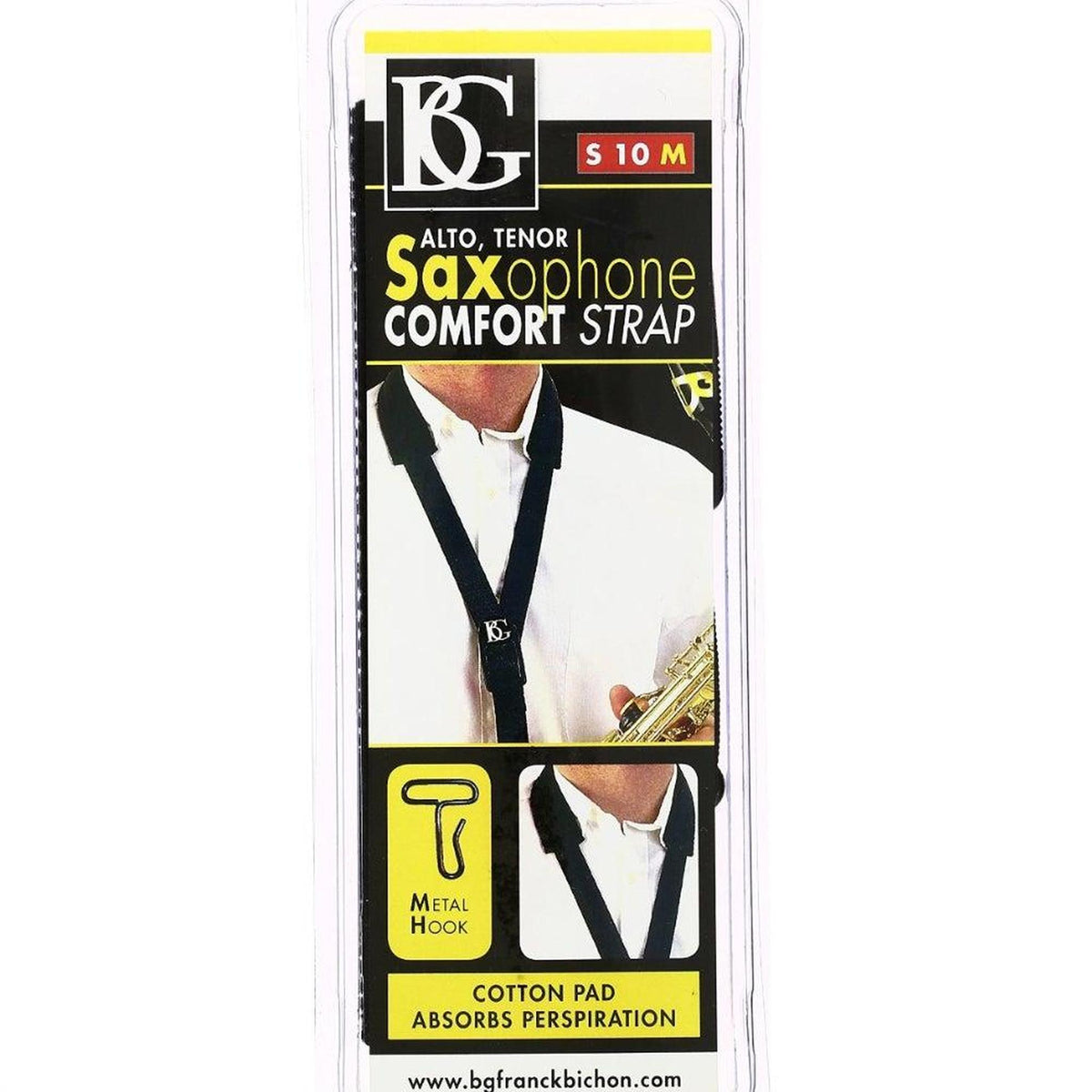 BG Model S10M Alto or Tenor Saxophone Comfort Strap with Metal Hook