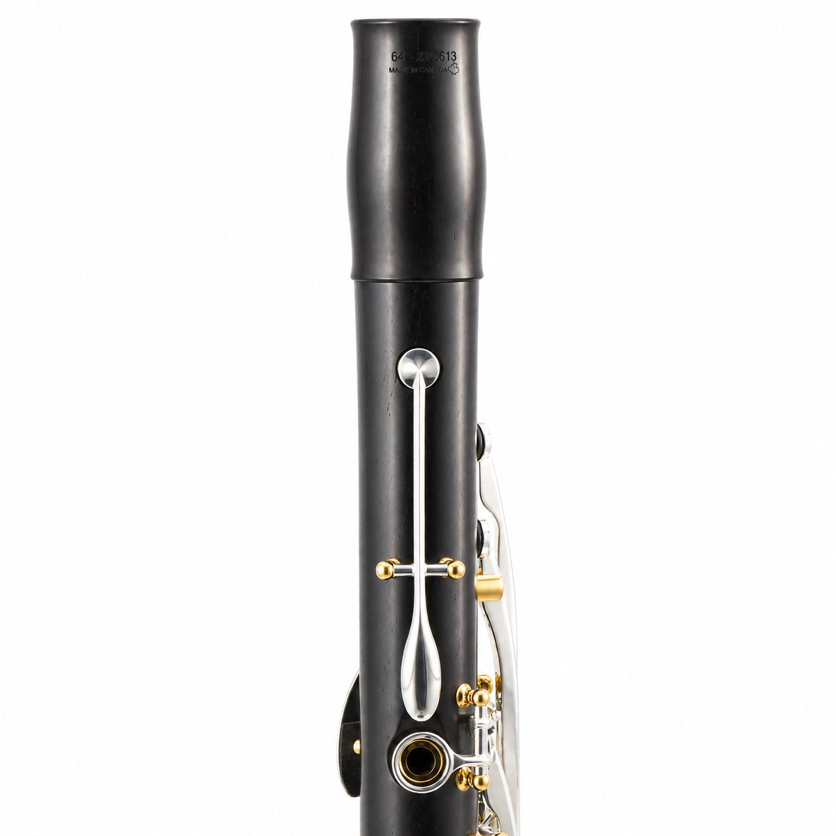 Backun BCLAQG-SKGE Q-Series A Clarinet in Grenadilla with Silver Keys, Gold Posts. Left Eb Key