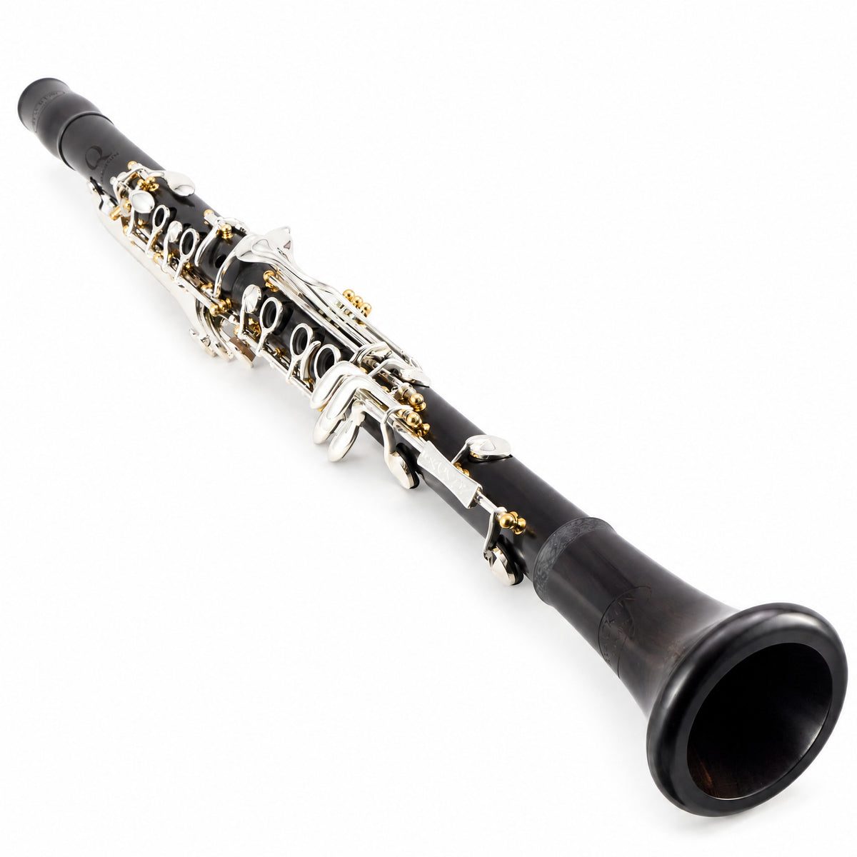 Backun BCLAQG-SKGE Q-Series A Clarinet in Grenadilla with Silver Keys, Gold Posts. Left Eb Key