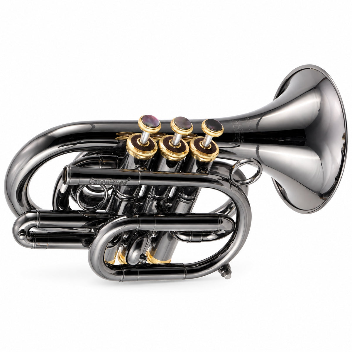 CarolBrass CPT-3000 BlackHawk Professional Bb Pocket Trumpet in Black NIckel