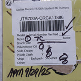 Jupiter Model JTR700A Student Bb Trumpet SN CA11886 OPEN BOX