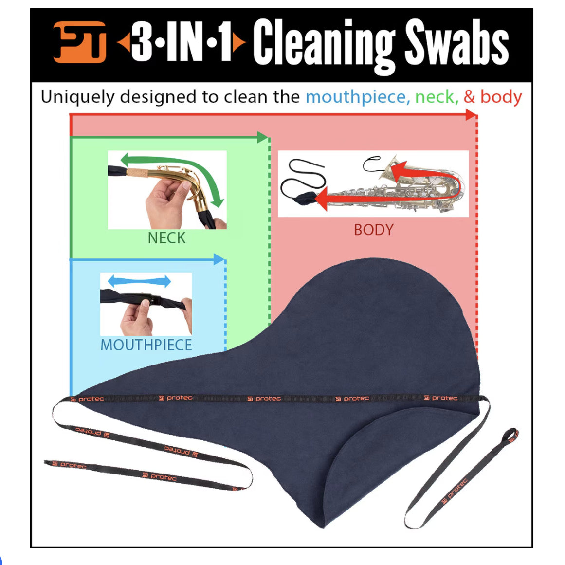 Protec Model A124 Microfiber Swab for Tenor Saxophone