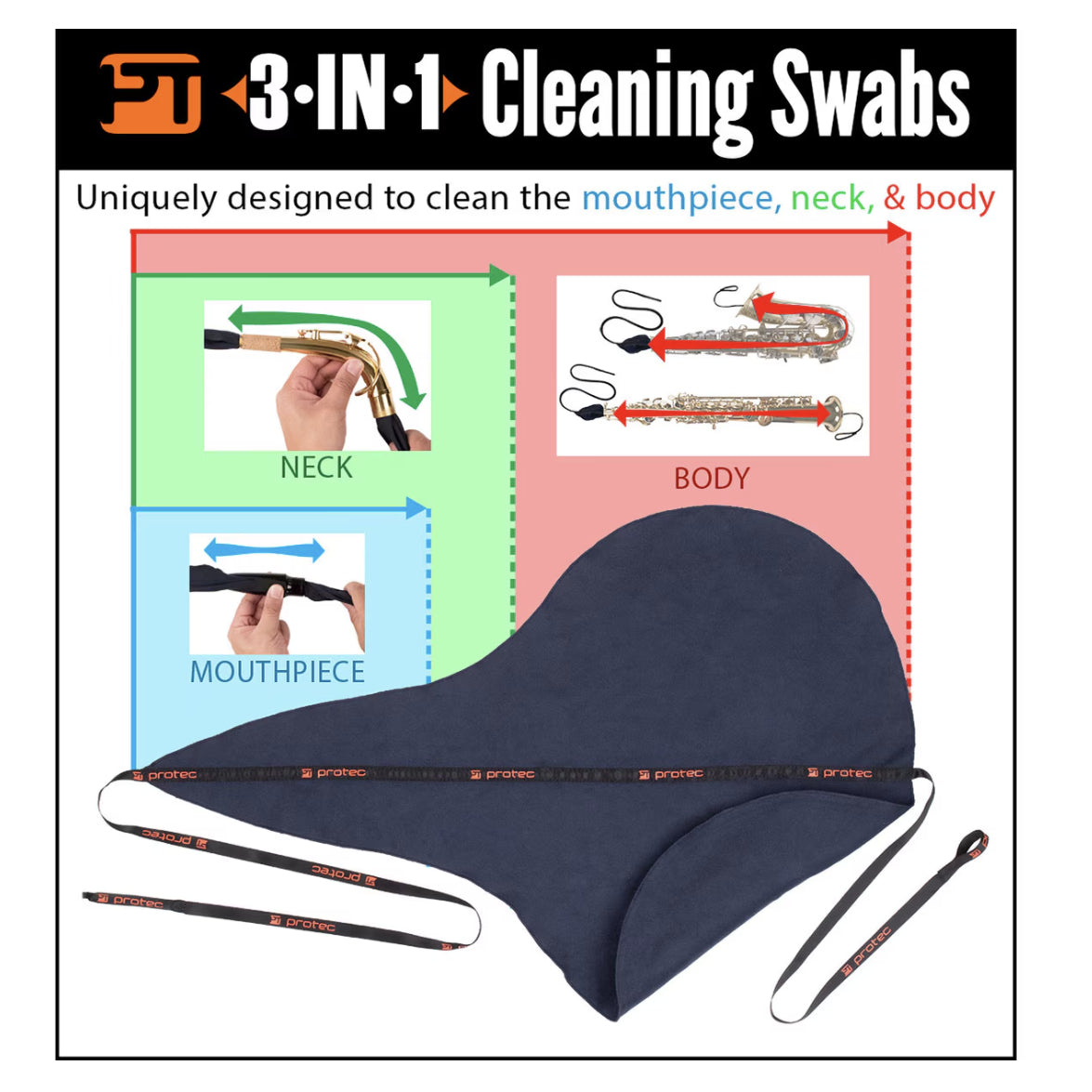 Protec Model A127 Alto & Soprano Saxophone Swab