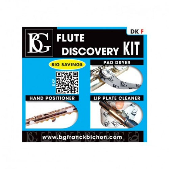 BG DKF Flute Discovery Kit - Pad Dryer, Lip Plate Cleaner, Hand Positioner- for sale at BrassAndWinds.com