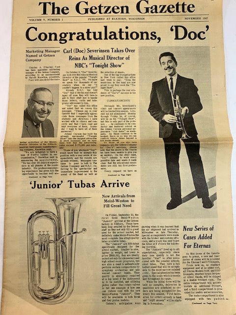 What's on My Bench? A copy of the Getzen Gazette from 1967!