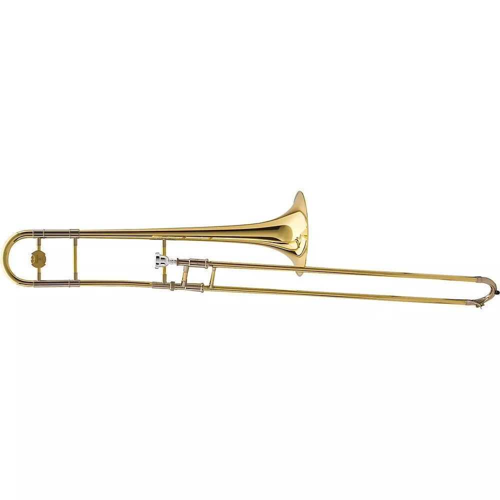 Image of a brand new trombone against a white background