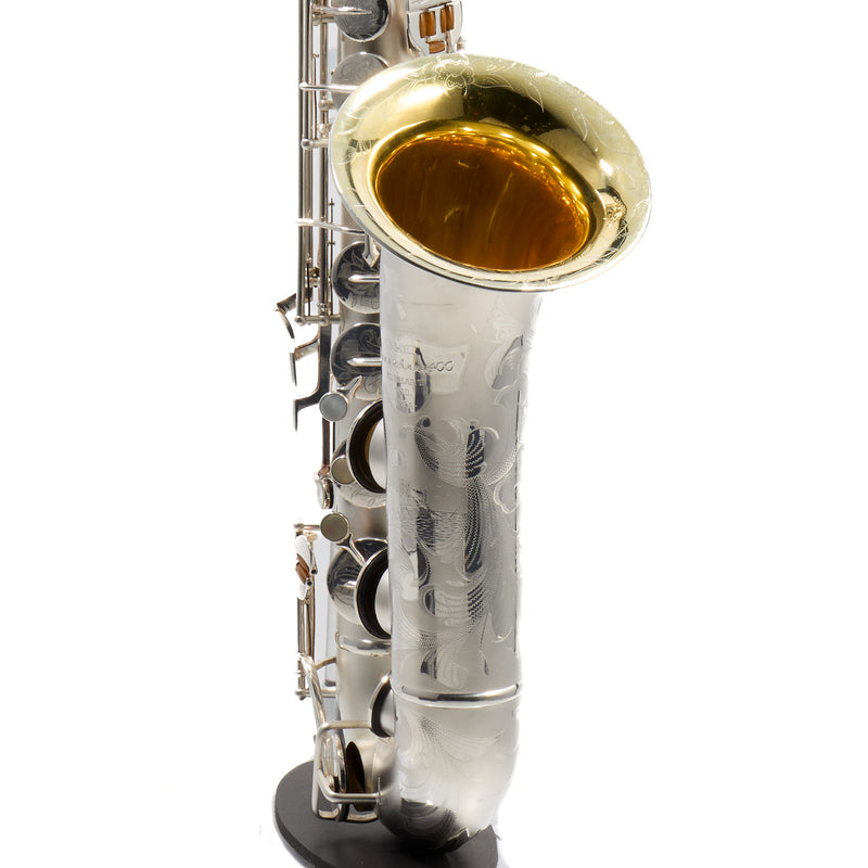 Buescher 400 Top Hat & Cane Tenor Saxophone in Satin Silver SN 309409 EXQUISITE