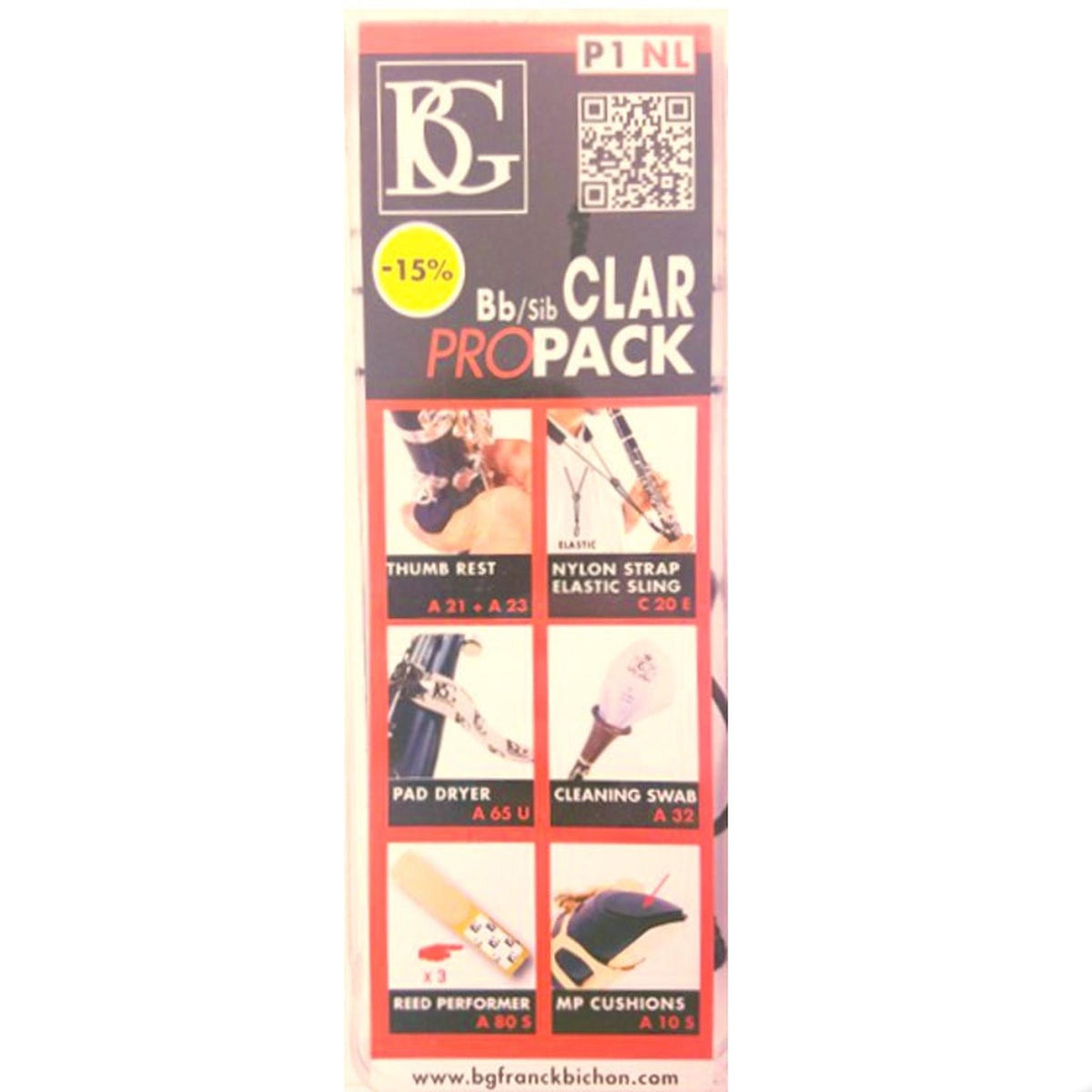 BG Model P1NL Pro Pack for Bb Clarinet (Strap, Swab, Pad Dryer, Cushions, Thumb Rest)
