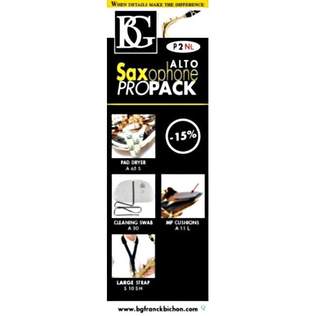 BG Model P2NL Pro Pack - Alto Sax (Comfort Strap, Swab, Pad Dryer, MP Cushions)
