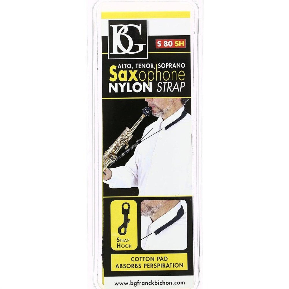 BG Model S80SH Alto Tenor or Soprano Saxophone Nylon Strap with Snap Hook