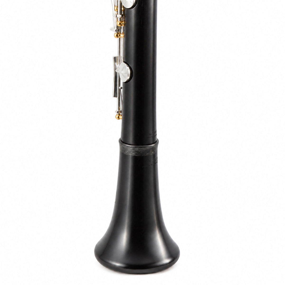 Backun BCLAQG-SKGE Q-Series A Clarinet in Grenadilla with Silver Keys, Gold Posts. Left Eb Key