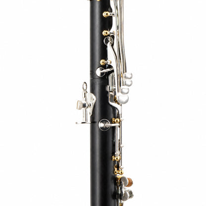 Backun BCLAQG-SKGE Q-Series A Clarinet in Grenadilla with Silver Keys, Gold Posts. Left Eb Key