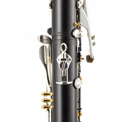 Backun BCLAQG-SKGE Q-Series A Clarinet in Grenadilla with Silver Keys, Gold Posts. Left Eb Key