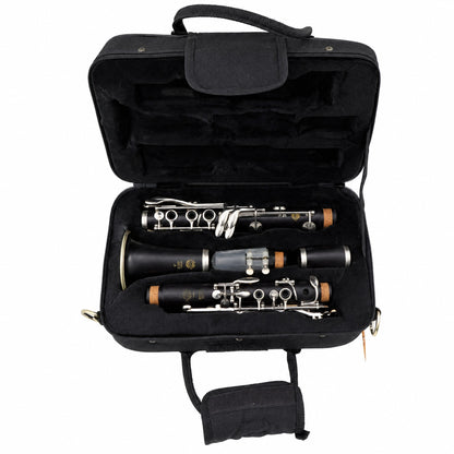 Backun BCLAQG-SKGE Q-Series A Clarinet in Grenadilla with Silver Keys, Gold Posts. Left Eb Key