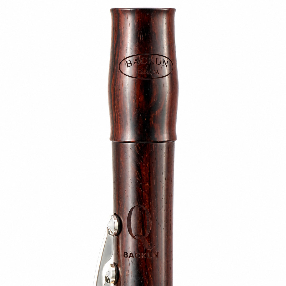 Backun BCLAQG-SKGE Q-Series A Clarinet in Grenadilla with Silver Keys and Gold Posts, Left Eb Key