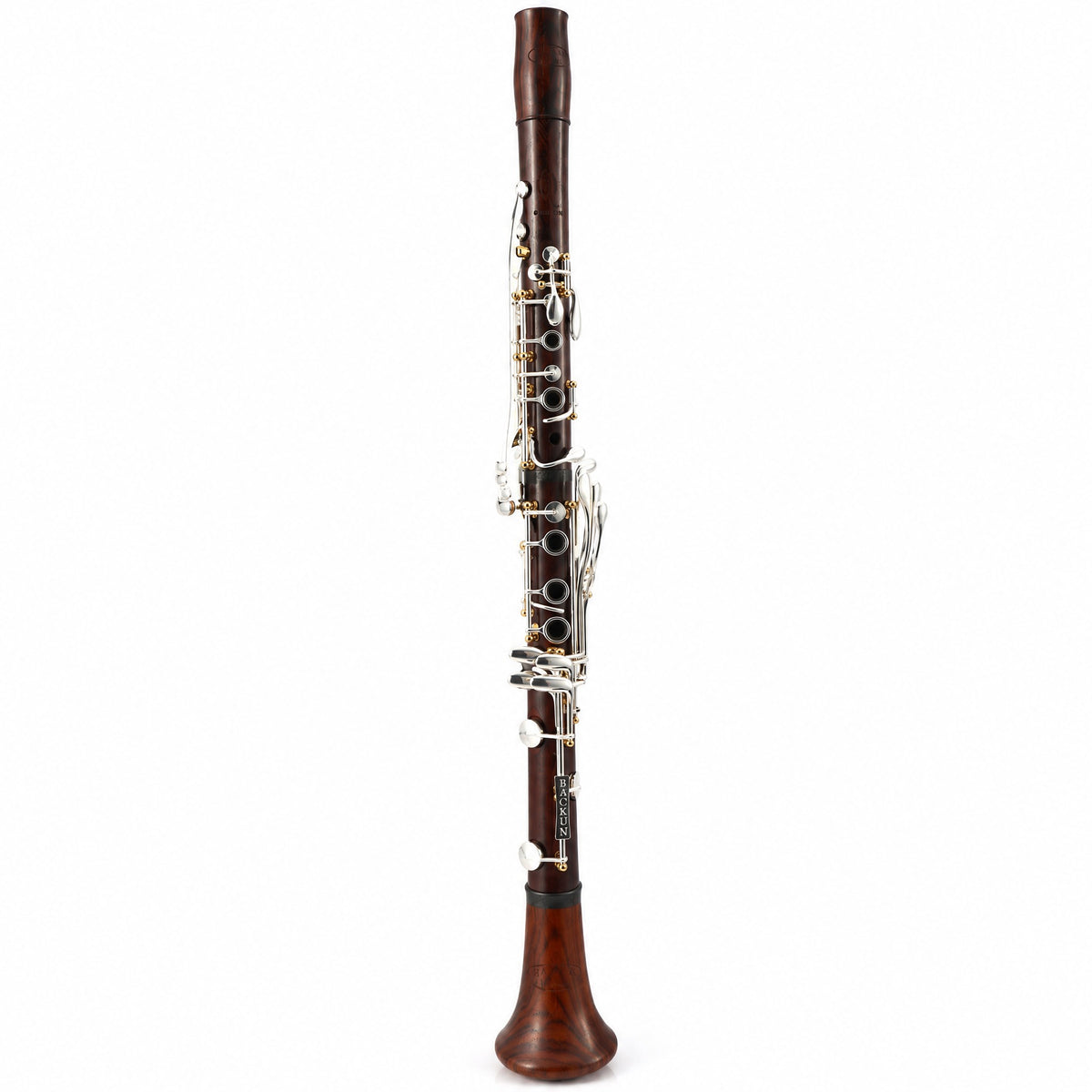 Backun BCLAQG-SKGE Q-Series A Clarinet in Grenadilla with Silver Keys and Gold Posts, Left Eb Key