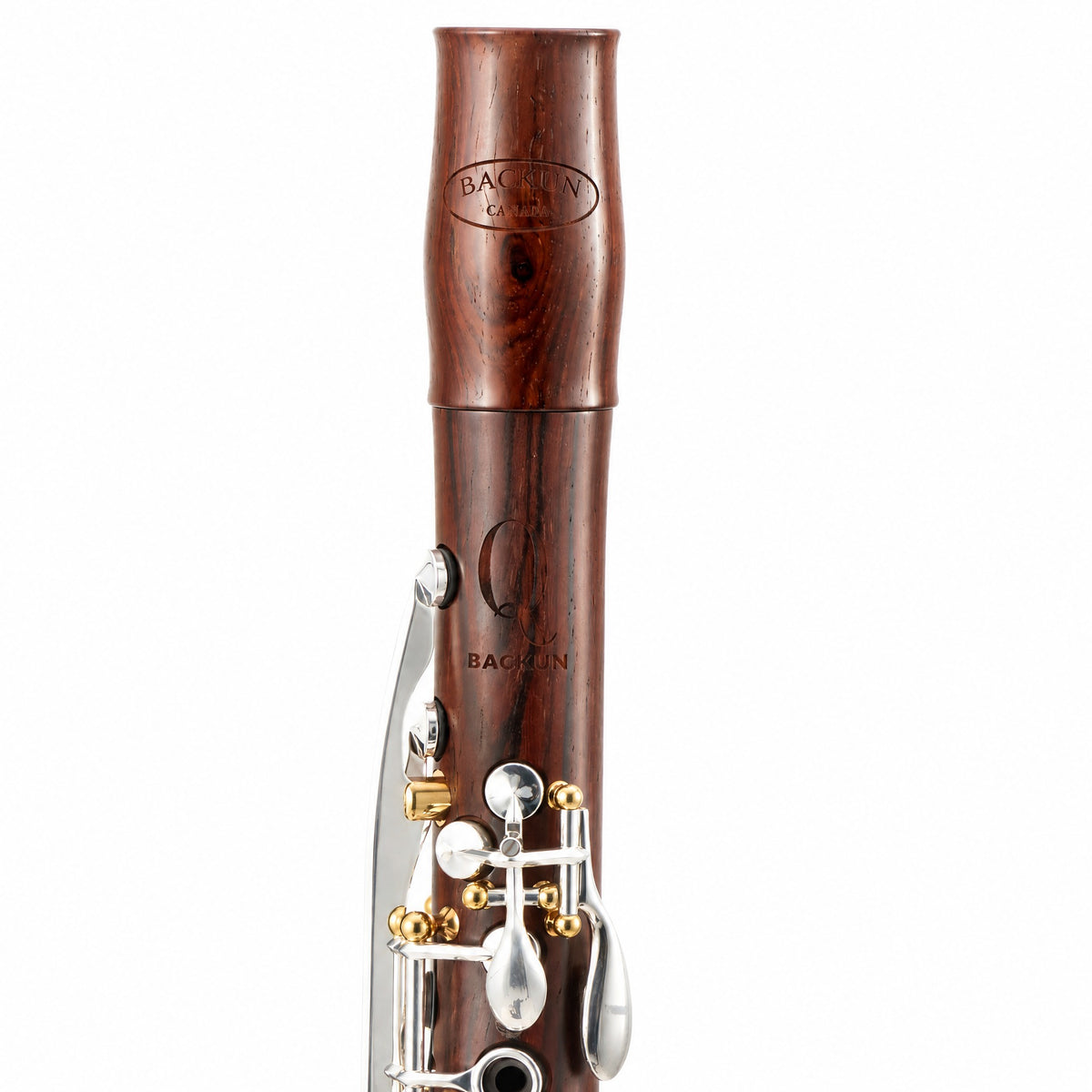 Backun BCLBQC-SKG Q-Series Bb Clarinet in Cocobolo with Silver Keys, Gold Posts