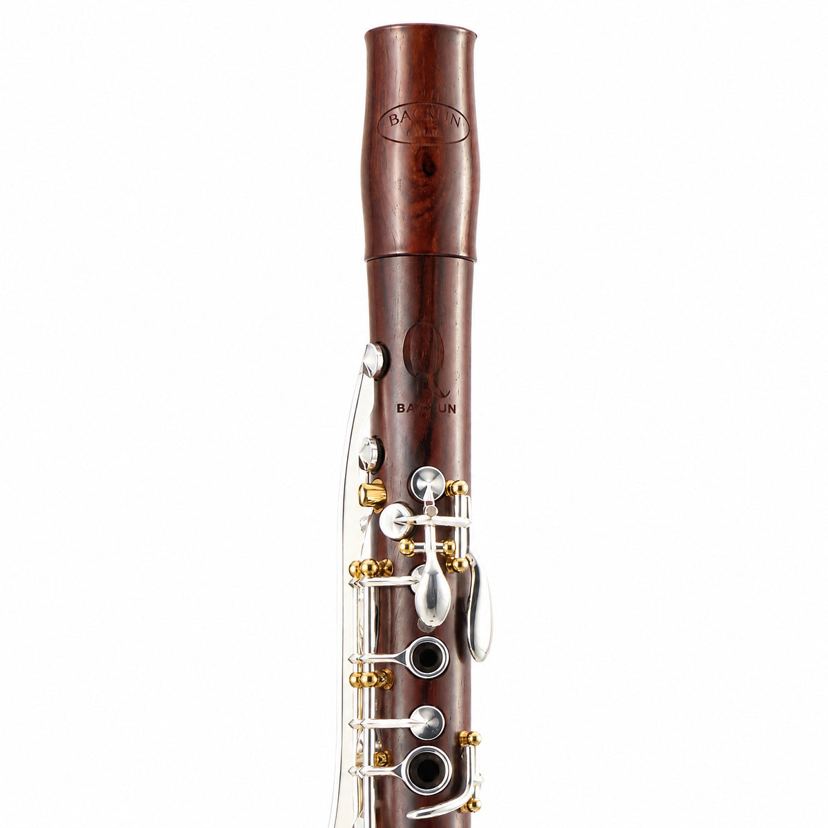Backun BCLBQC-SKG Q-Series Bb Clarinet in Cocobolo with Silver Keys, Gold Posts