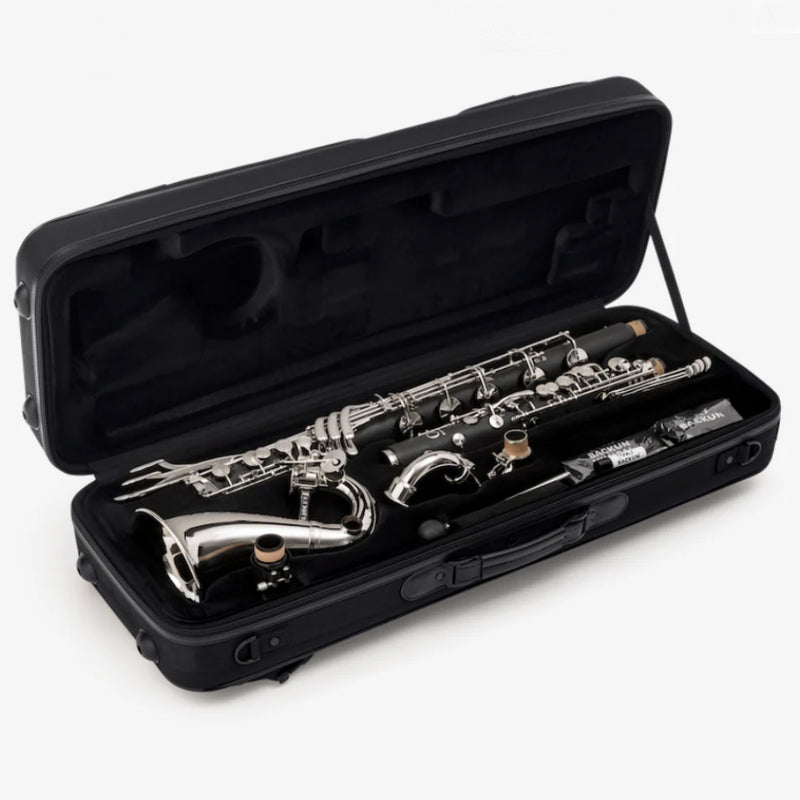Backun Model BCLBBALPHA-E-SKZ 'Alpha' Bass Clarinet with Backpack Case BRAND NEW- for sale at BrassAndWinds.com