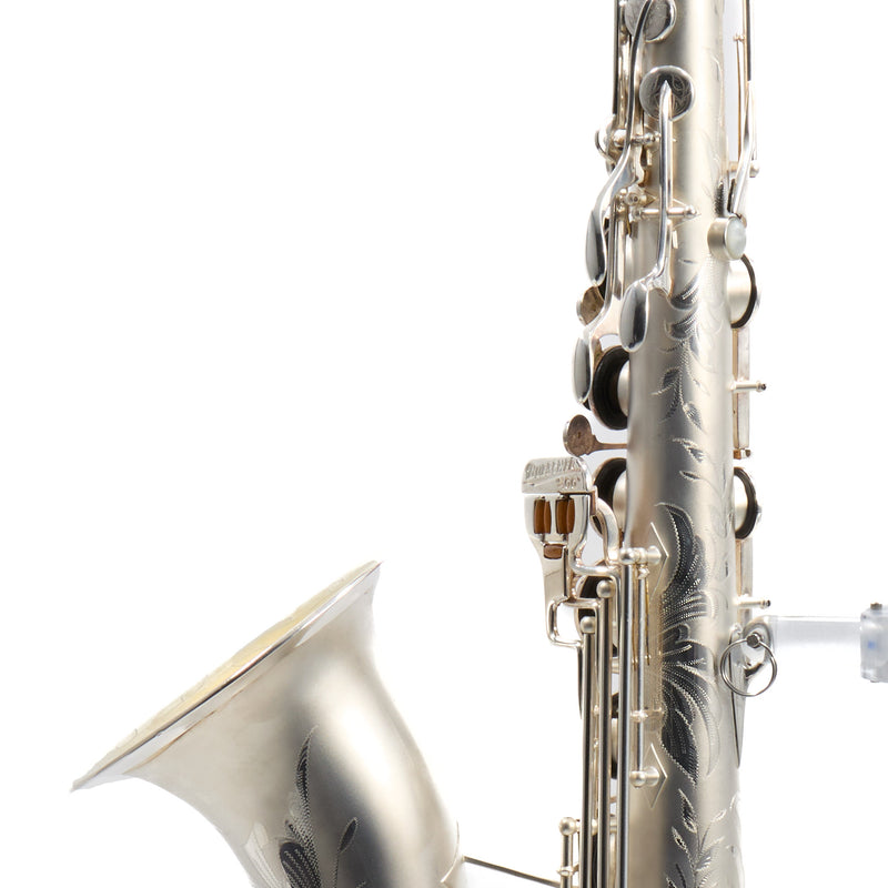 Buescher 400 Top Hat & Cane Tenor Saxophone in Satin Silver SN 309409 EXQUISITE- for sale at BrassAndWinds.com