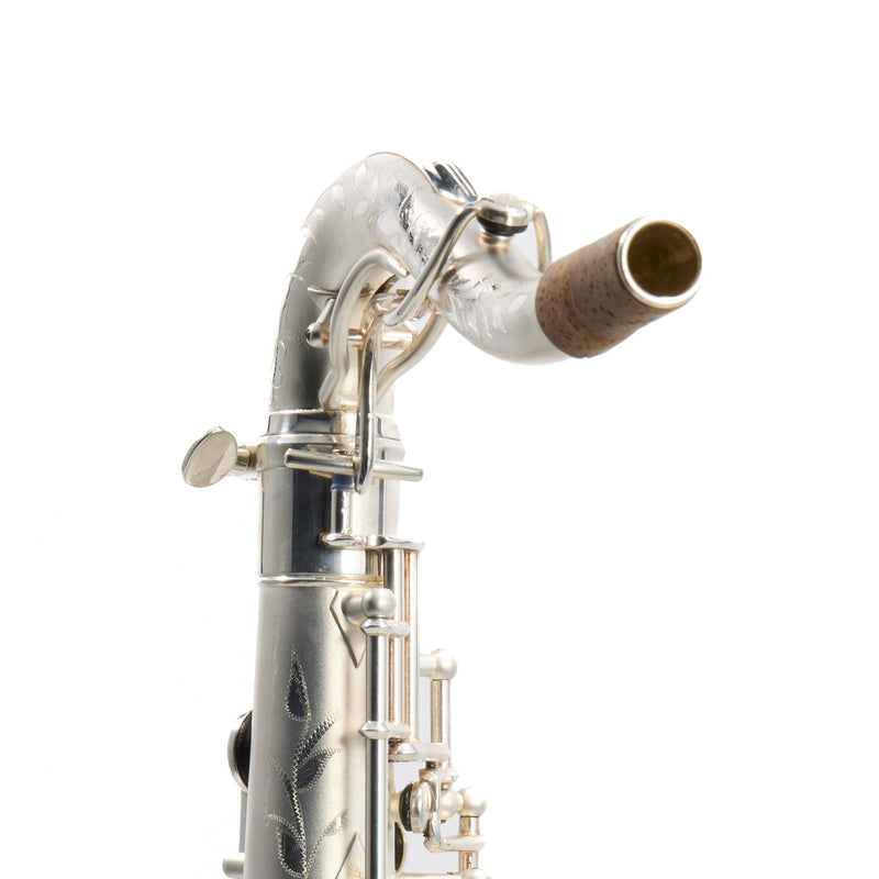 Buescher 400 Top Hat & Cane Tenor Saxophone in Satin Silver SN 309409 EXQUISITE- for sale at BrassAndWinds.com
