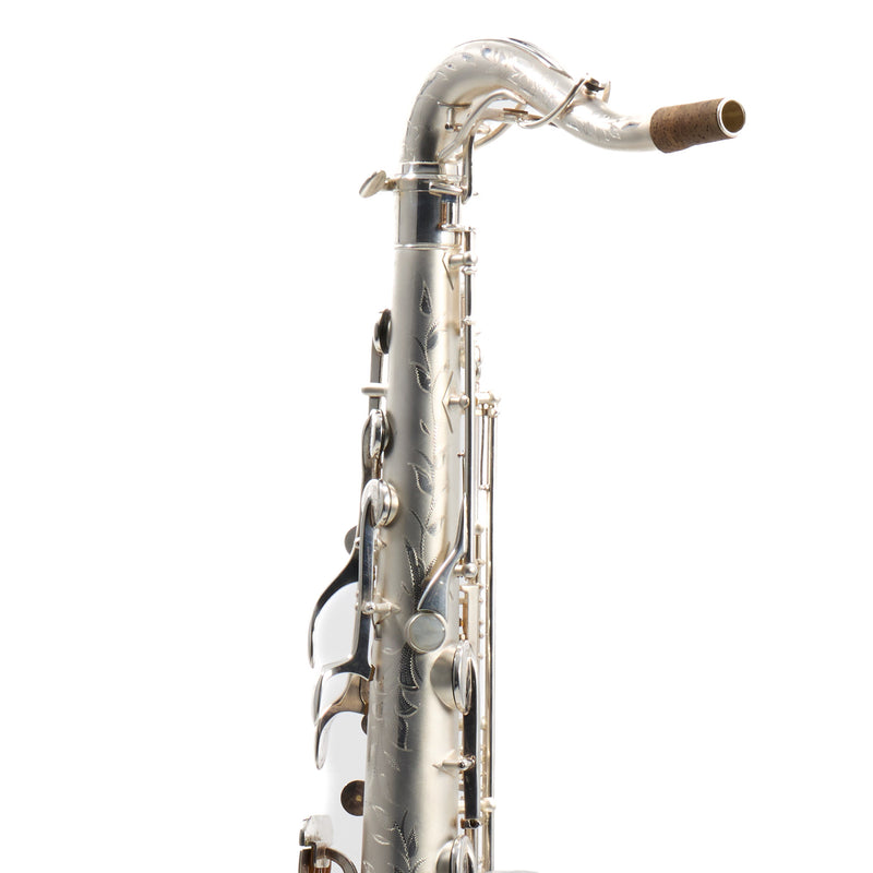 Buescher 400 Top Hat & Cane Tenor Saxophone in Satin Silver SN 309409 EXQUISITE- for sale at BrassAndWinds.com