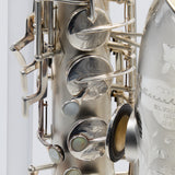 Buescher 400 Top Hat & Cane Tenor Saxophone in Satin Silver SN 309409 EXQUISITE- for sale at BrassAndWinds.com