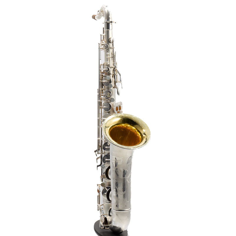 Buescher 400 Top Hat & Cane Tenor Saxophone in Satin Silver SN 309409 EXQUISITE- for sale at BrassAndWinds.com