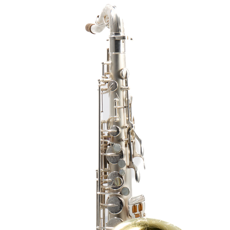 Buescher 400 Top Hat & Cane Tenor Saxophone in Satin Silver SN 309409 EXQUISITE- for sale at BrassAndWinds.com