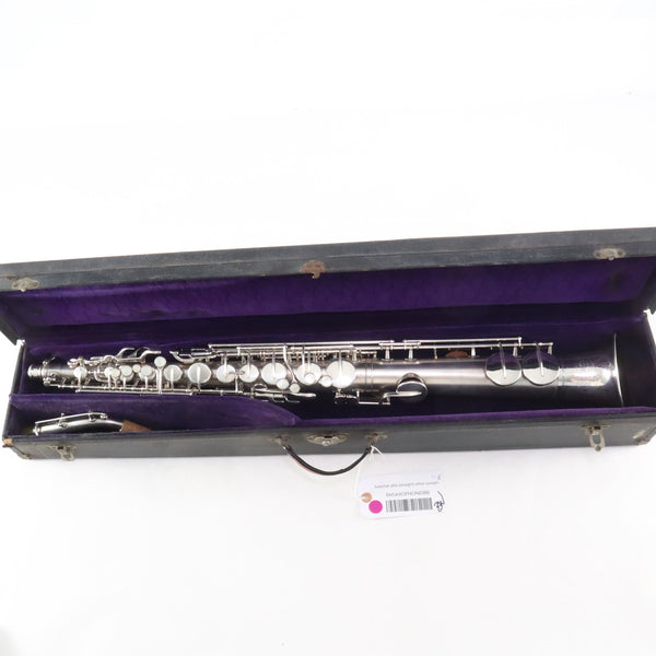 Buescher Straight Alto Saxophone SN 202634 ORIGINAL SILVER PLATE- for sale at BrassAndWinds.com