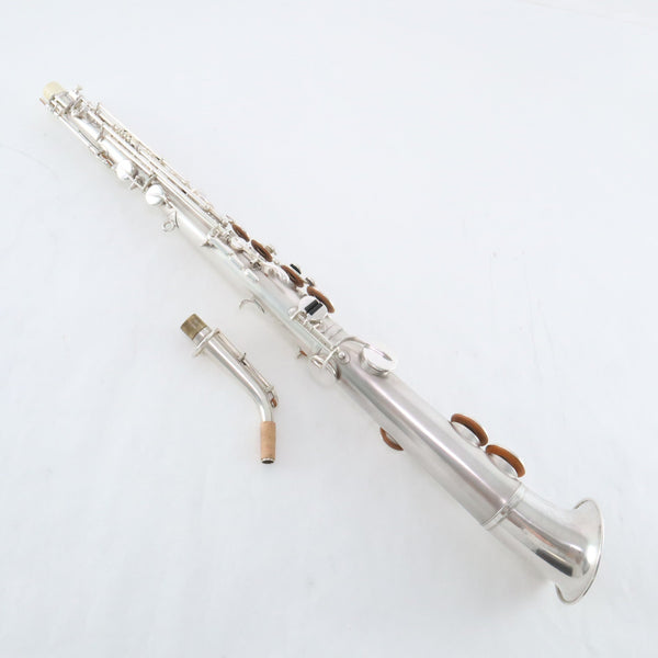Buescher Straight Alto Saxophone in Brushed Silver Finish SN 202627 FRESH REBUILD- for sale at BrassAndWinds.com