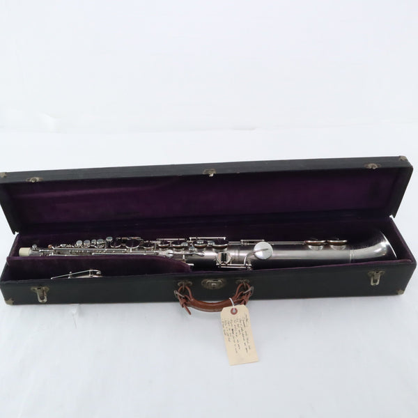 Buescher Straight Alto Saxophone in Brushed Silver Finish SN 202627 FRESH REBUILD- for sale at BrassAndWinds.com