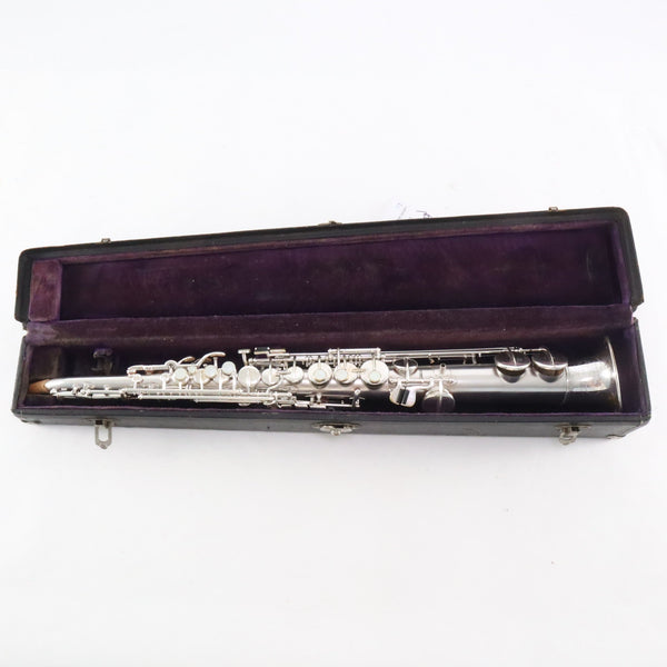 Buescher Tilt-Bell Soprano Saxophone SN 204554 ORIGINAL SILVER PLATE- for sale at BrassAndWinds.com