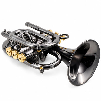 CarolBrass CPT-3000 BlackHawk Professional Bb Pocket Trumpet in Black NIckel