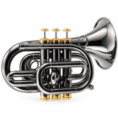 CarolBrass CPT-3000 BlackHawk Professional Bb Pocket Trumpet in Black NIckel