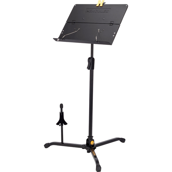 Hercules Model BS301B 'EZ Clutch' Orchestra Stand with Foldable Desk BRAND NEW- for sale at BrassAndWinds.com