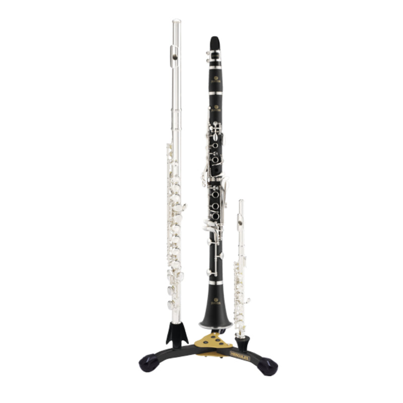 Hercules Model DS543BB 2 Clarinets/Flutes + 1 Piccolo Stand BRAND NEW- for sale at BrassAndWinds.com
