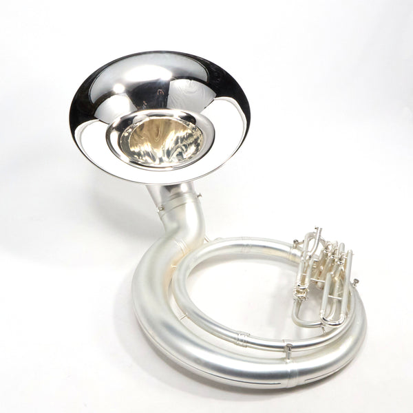 King Model 2350WSB Intermediate Brass Sousaphone in Satin Silver SN 646005 EXCELLENT- for sale at BrassAndWinds.com