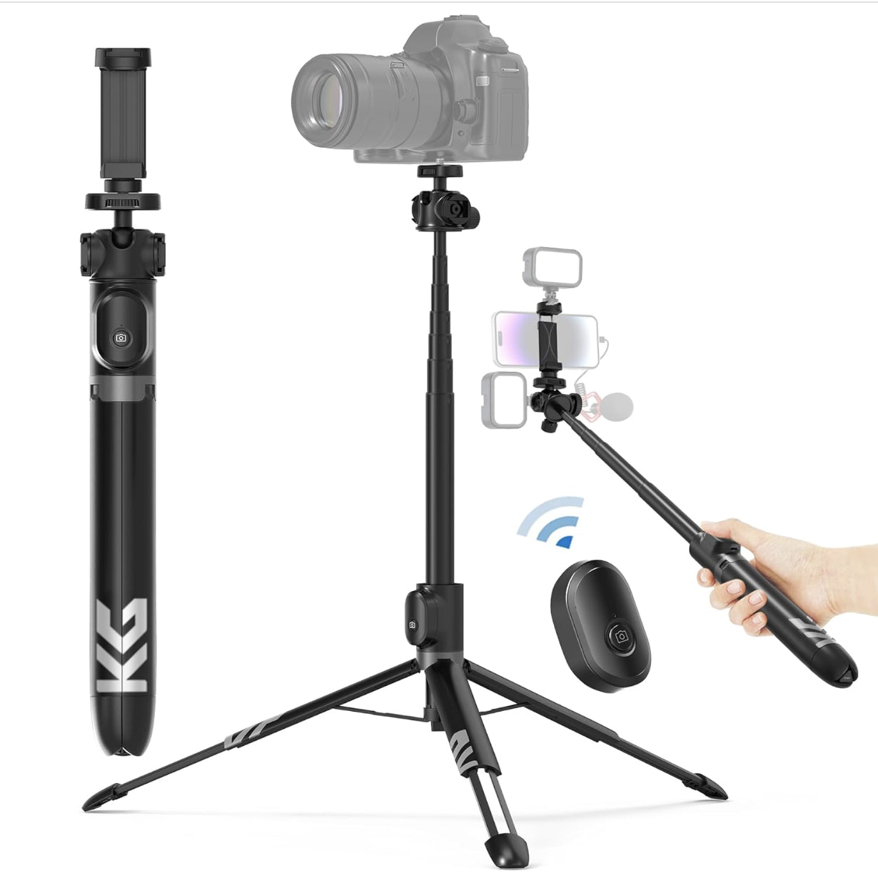 KraftGeek OTH-AB216MAX-BK 58" Tripod Stand for Phone or Tablet