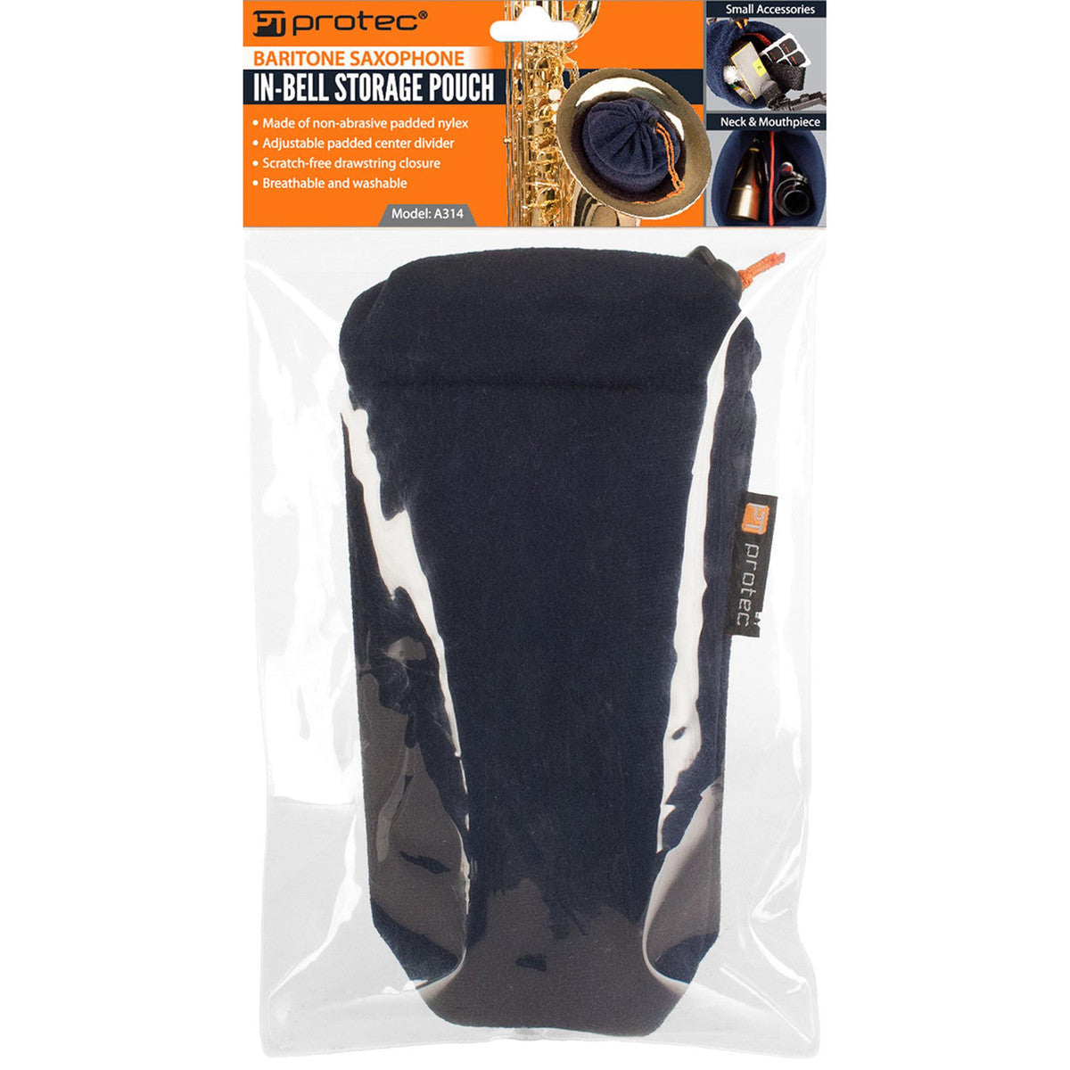 Protec Model A314 Baritone Saxophone In-Bell Neck and Mouthpiece Storage