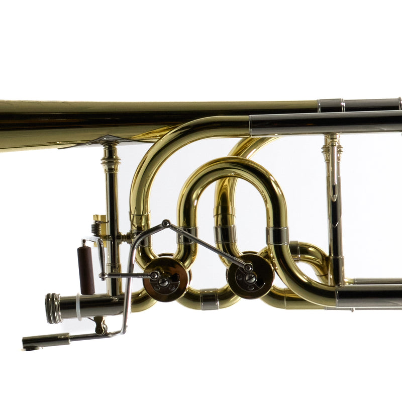 S.E. Shires Model STBQ36YR Q-Series Bass Trombone Dual Rotary Valves SN Q8914 NICE- for sale at BrassAndWinds.com