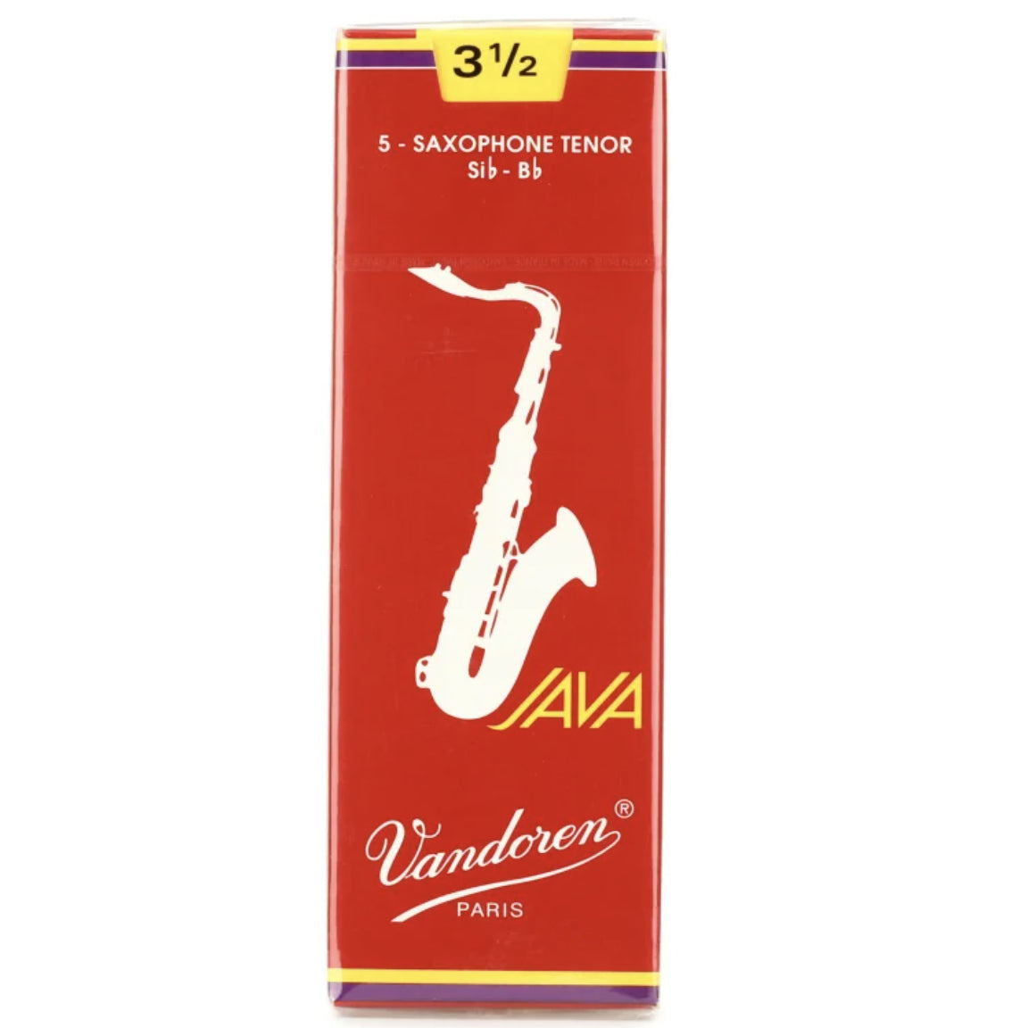Vandoren SR2735R JAVA Red Tenor Saxophone Reeds, Strength 3.5, Box of 5