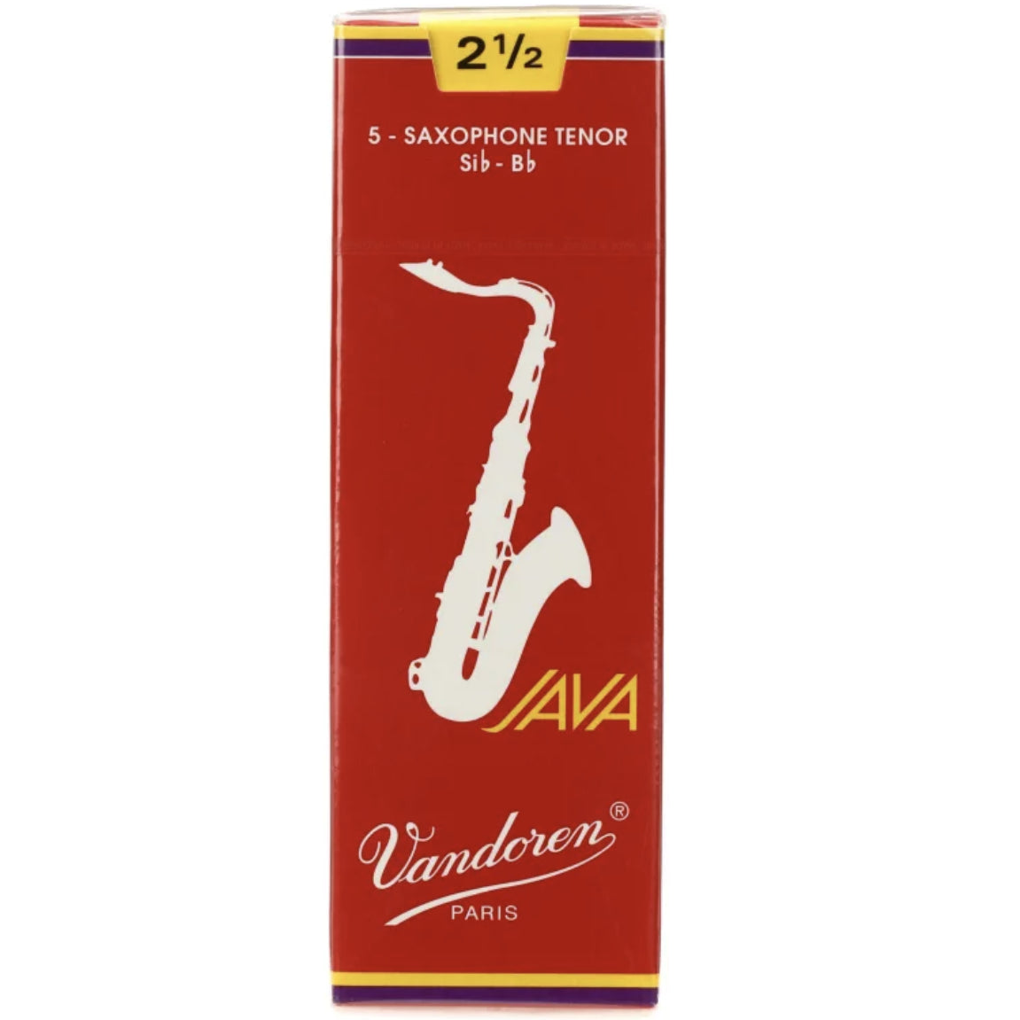 Vandoren SR2725R JAVA Red Tenor Saxophone Reeds, Strength 2.5, Box of 5