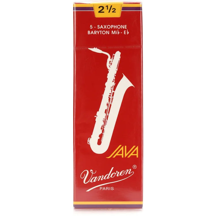 Vandoren SR3425R JAVA Red Baritone Saxophone Reeds, Strength 2.5, Box of 5- for sale at BrassAndWinds.com
