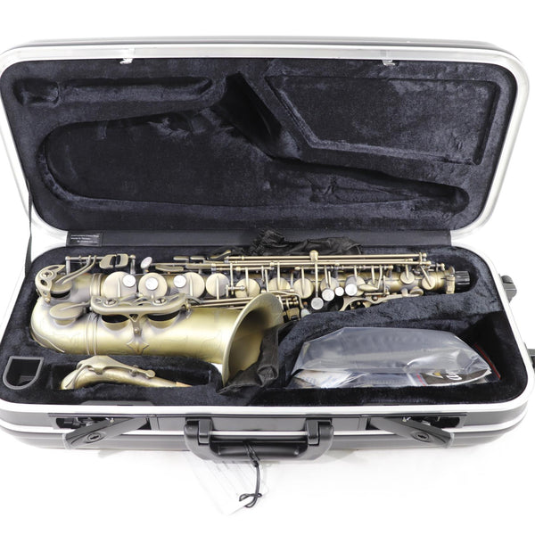 Antigua Winds Model AS4248AQ 'Powerbell' Alto Saxophone in Antique Brass Finish BRAND NEW- for sale at BrassAndWinds.com