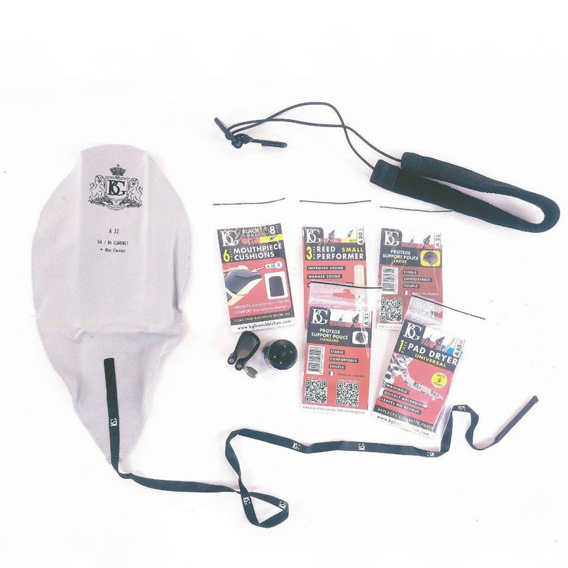 BG Model P1 Pro Pack for Bb Clarinet w/ Strap, Lig/Cap, Thumb Rest, Pad Dryer, Mpce Cushion- for sale at BrassAndWinds.com